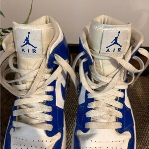 Jordan Blue and White High-Top Sneakers